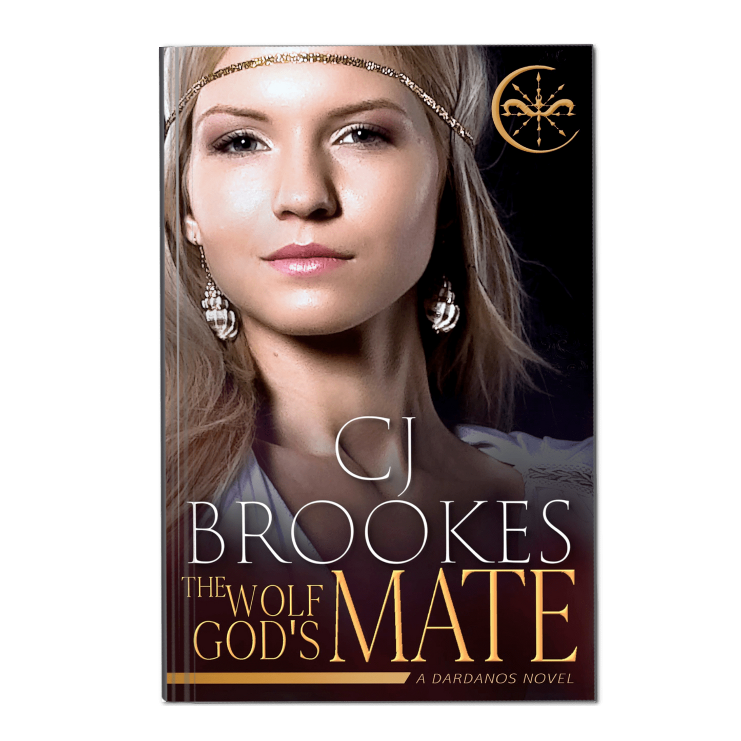 Book cover of 'The Wolf God's Mate' by CJ Brookes with a woman's face and title.
